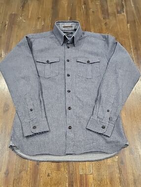 Ted Baker Men's Dark Blue Chambray Button-Up Shirt